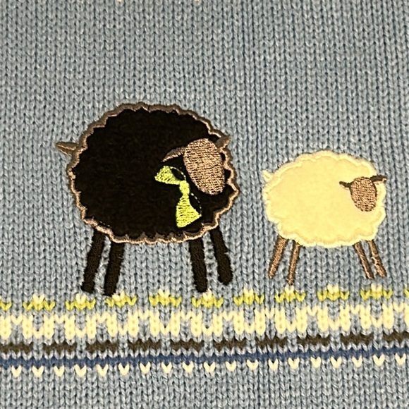 Vintage Allison Daley Fair Isle Black Sheep Knit Cardigan Sweater Full Zip sz 1X - Picture 8 of 16